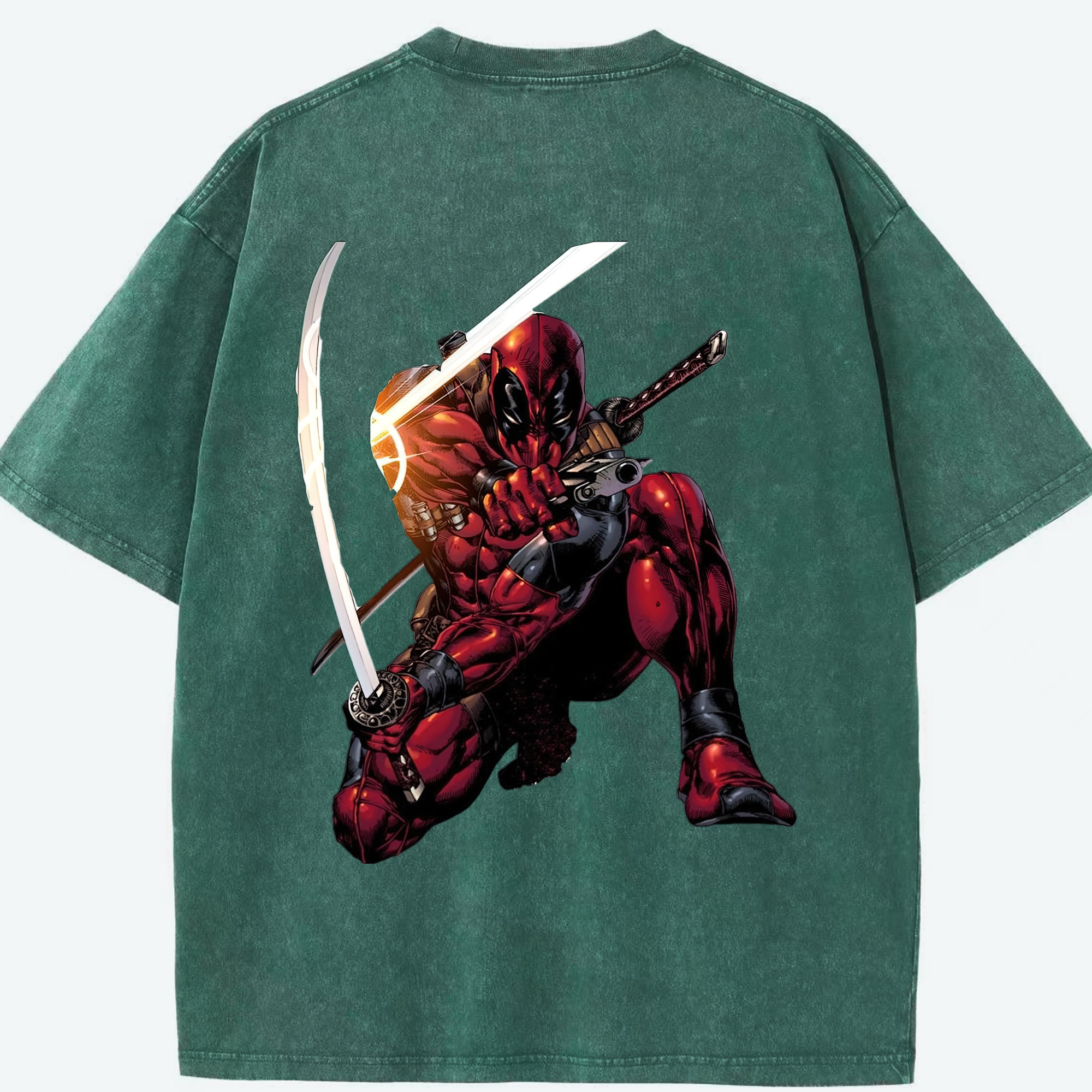 （画像用） Deadpool デッドプール 綿100% ヴィンテージ風 半袖Tシャツ（背面プリント）